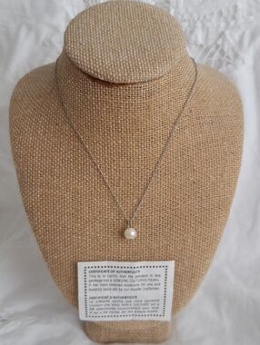 Classic White Pearl Pendant Necklace on Silver Chain